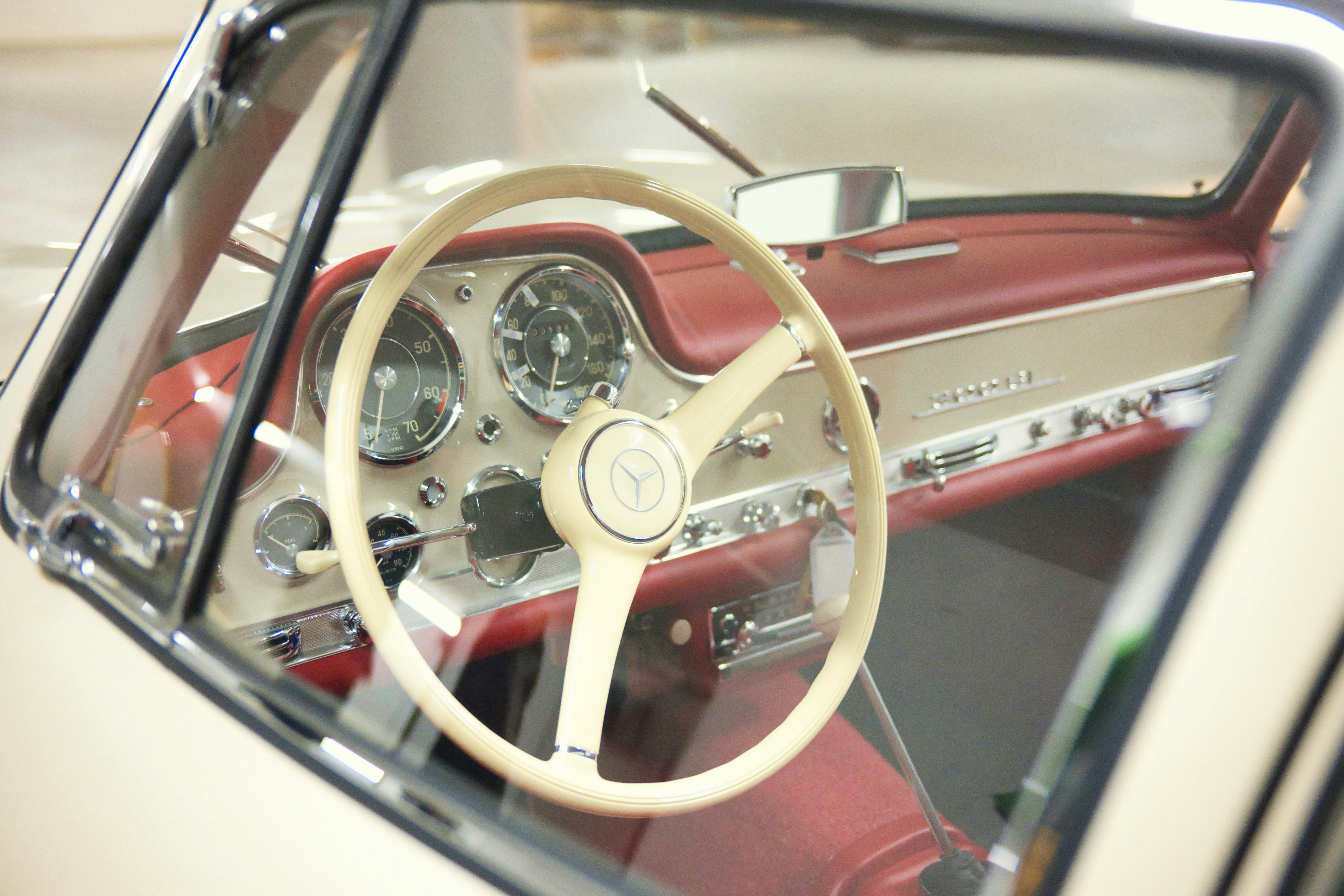 Steering wheel of a vintage car