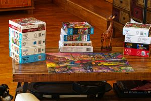 Puzzles on a table at a foster care agency